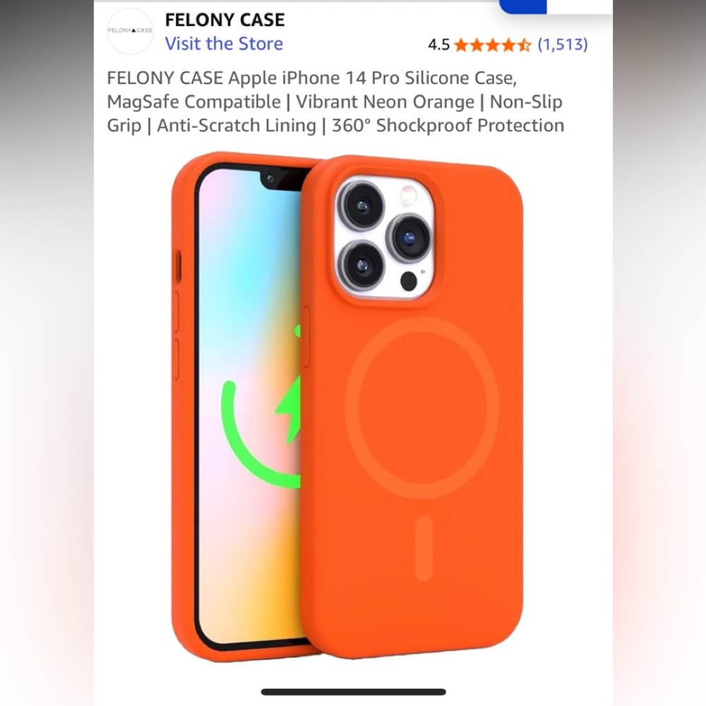 Neon Orange iPhone 14 Pro MagSafe case by Felony